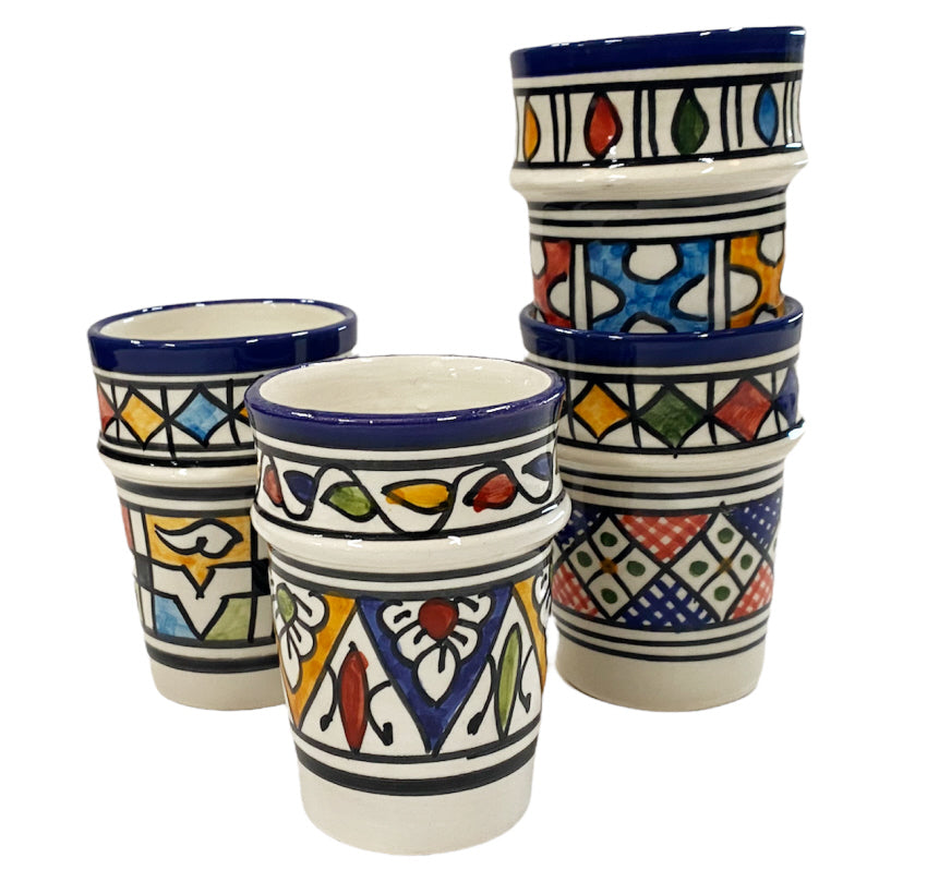 Moroccan Fes ceramic cups - set of 4 Multicolor