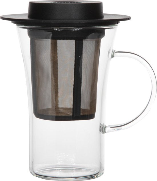 Theeglas met filter en deksel 280ML