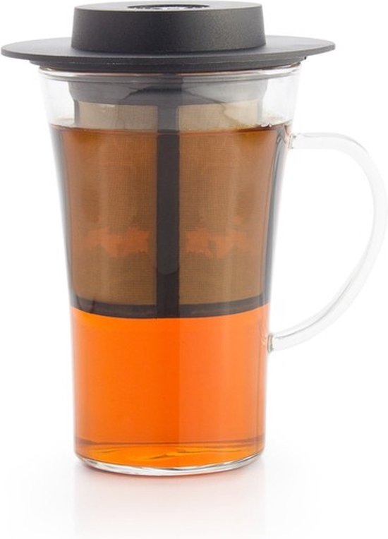 Theeglas met filter en deksel 280ML