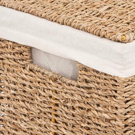 Wäschekorb - Rattan - mit Deckel - rechteckig - 37 x 22 x 55 cm - 40 Liter