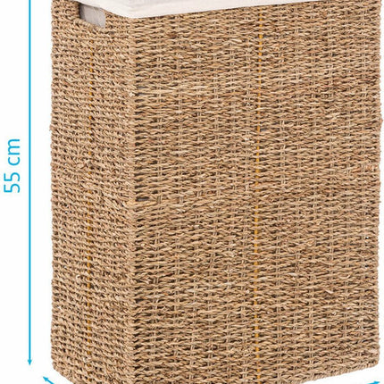 Wäschekorb - Rattan - mit Deckel - rechteckig - 37 x 22 x 55 cm - 40 Liter
