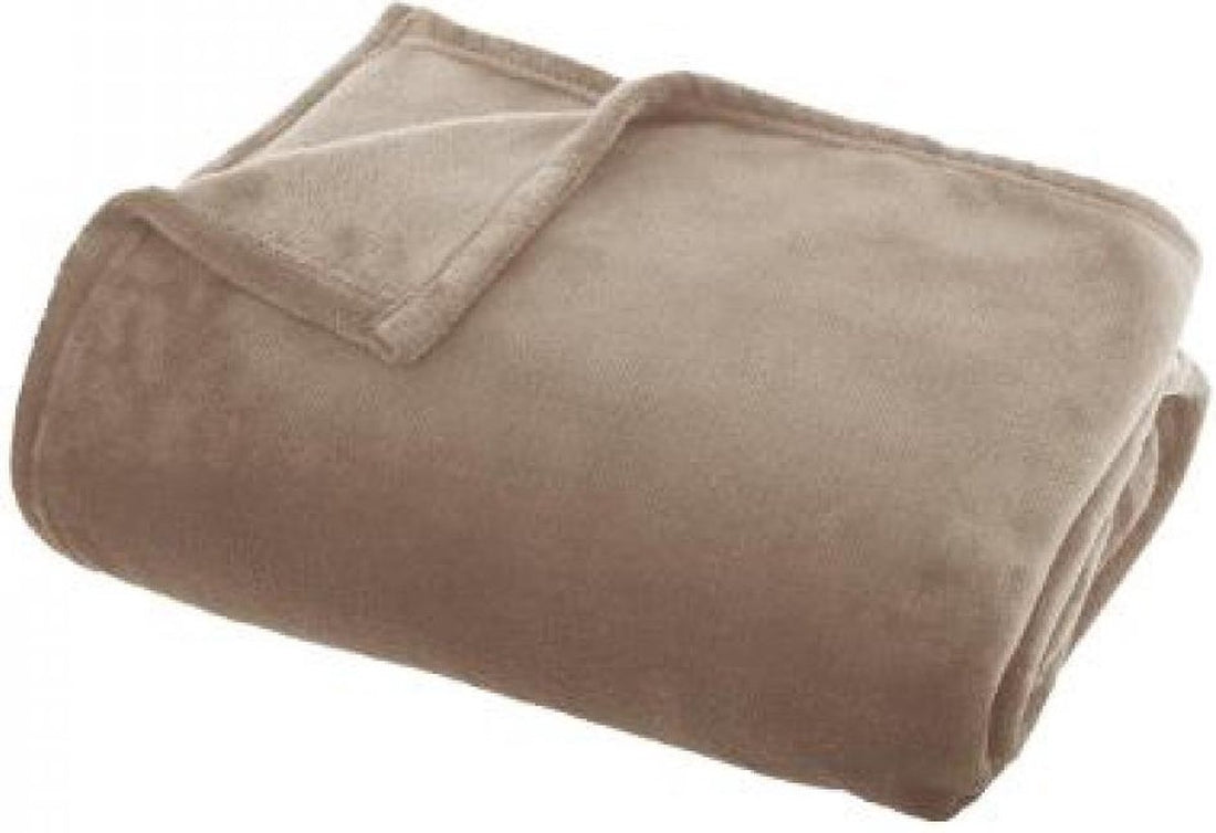 Atmosphera plaid deken beige – fleece van polyester, 130 x 180 cm