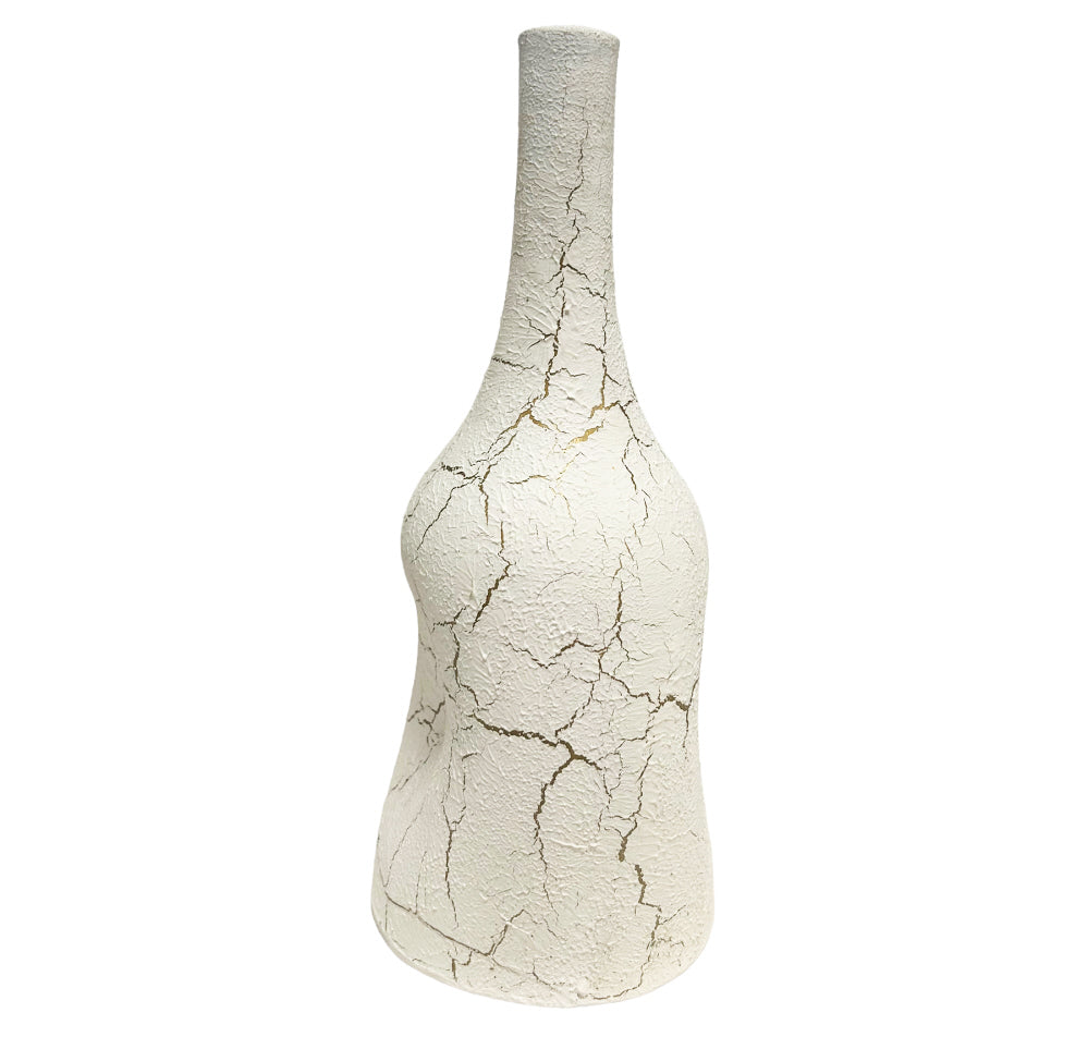 Bottle vase cracked white 25 cm