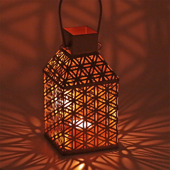 Sfeerlicht Flower of Life met spiegel – goudkleurige waxinelichthouder – foto 3