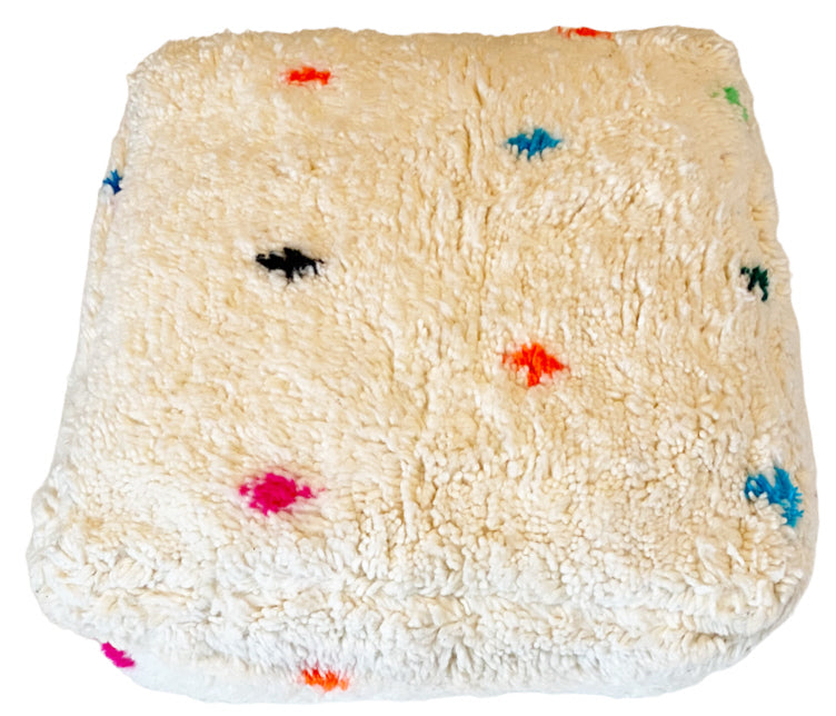 Pouf fait main (Beni Ourain) - Coussin de sol bohème moelleux