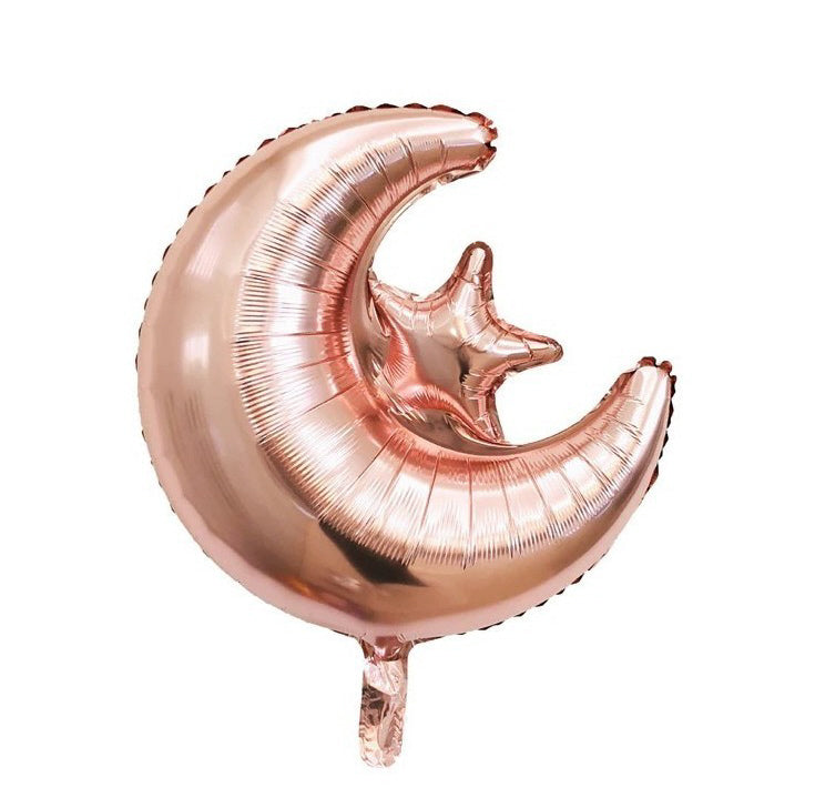 Eid Moubarak Ballon en aluminium Lune-Étoile Rose Lune-Étoile (fixe)
