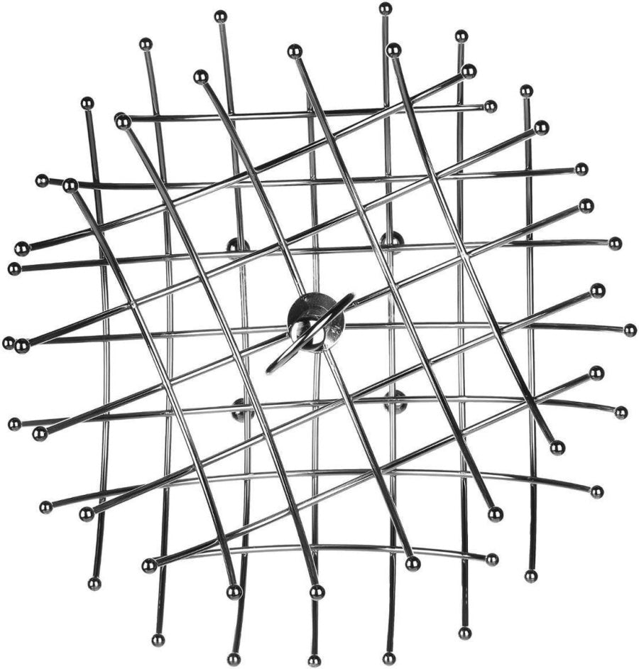 Ronde dubbele etagère in zilver – fruitschaal/fruitmand van metaal, 36 x 40 cm – foto 2