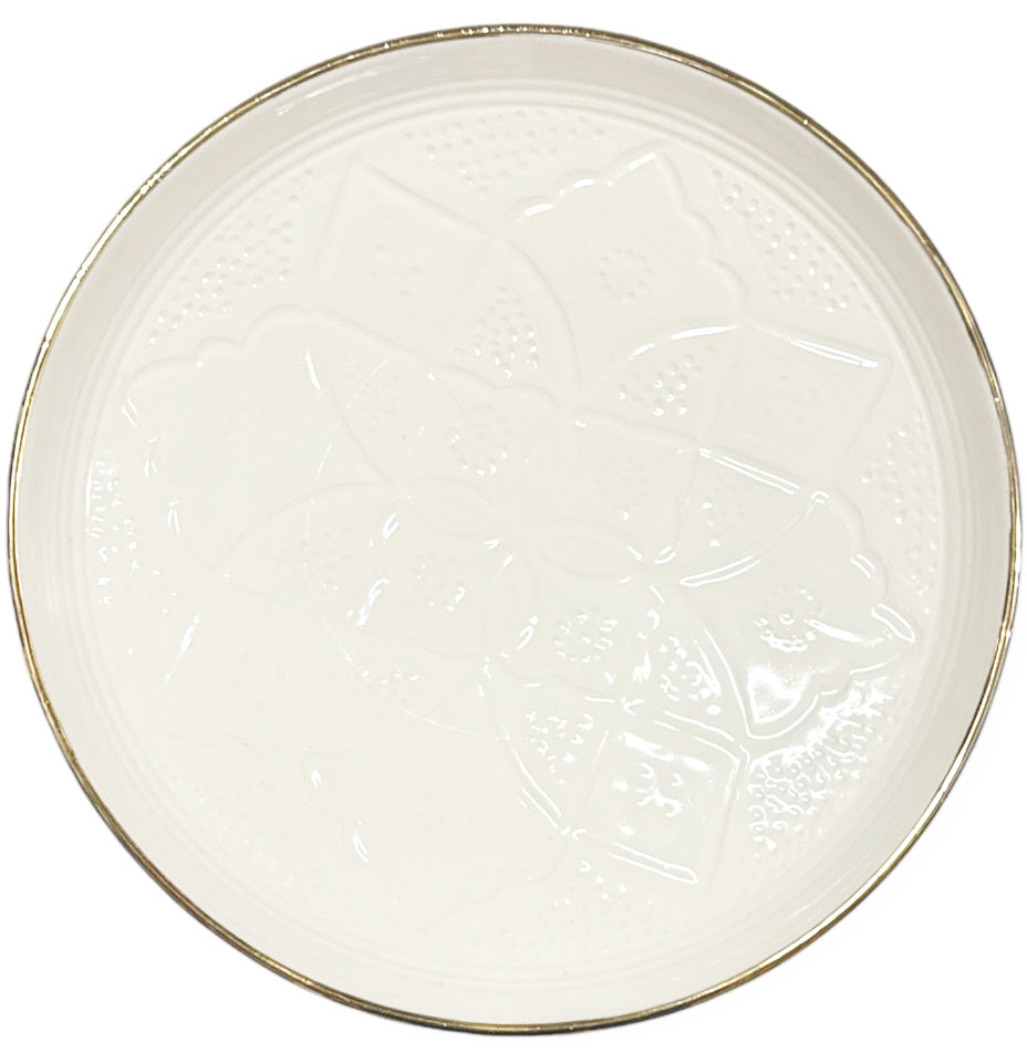 Coupe sur pied - Plateau à gâteau Ø27 cm - Blanc avec bord doré 12 carats