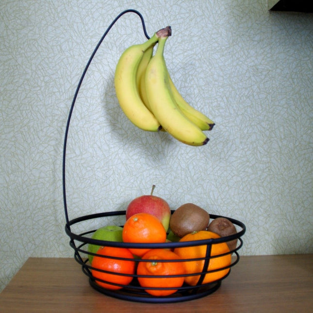 Trendiger Obstkorb mit Bananenhalter - Ø 28 x 40 cm - Schwarz