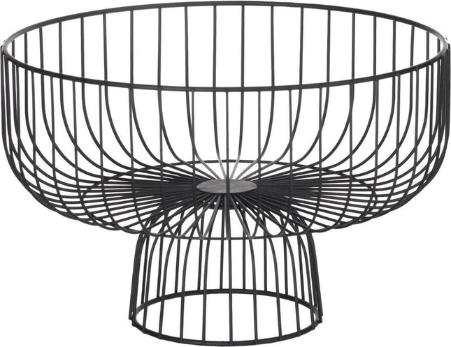 Obstkorb rund auf Fuß schwarzes Metall 28 cm