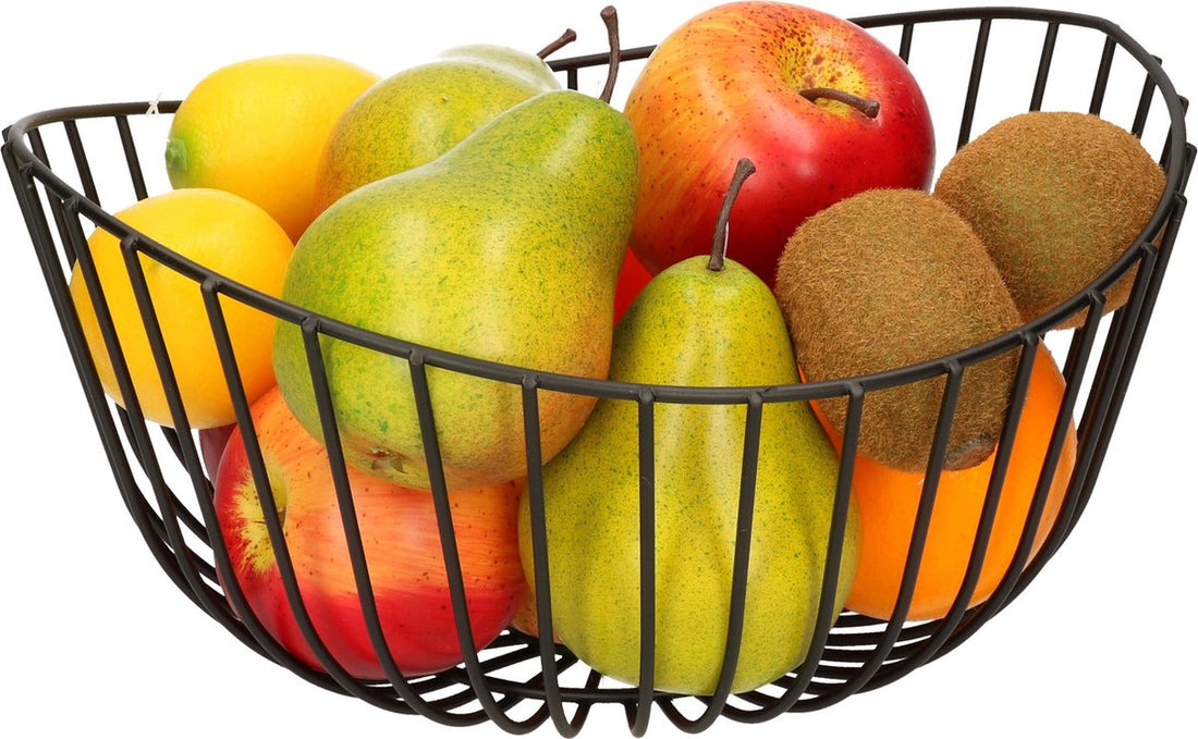 Secret de Gourmet fruitschaal van zwart metaal – ronde draadmand, Ø 27 cm
