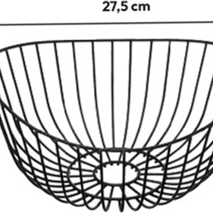 Fruitschaal - fruitmand rond zwart metaal 27 cm - Draadmand van metaal