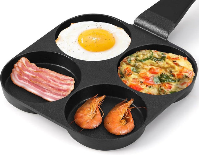 Spiegelei-Pfanne, Pfannkuchenpfanne - 4-teilige Omelett-Pfannkuchenpfanne - Frühstücks-Zubereiter - Eierpfanne - Alle Kochfelder