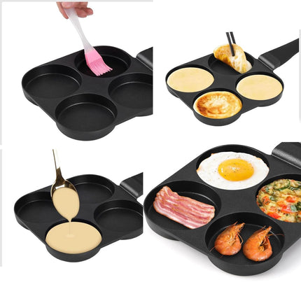 Gebakken ei-pan, pannenkoekenpan - 4 vakjes omelet Pan-Koekenpan - Ontbijt Maker - eierpan - Alle kookplaten
