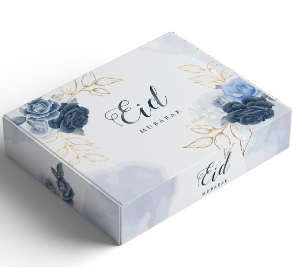 Eid Mubarak pastry box - Peony blue