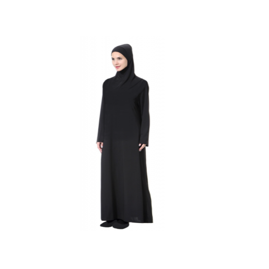 Gebedsjurk dames met hoofddoek – ééndelig, one size, stretchstof – foto 3