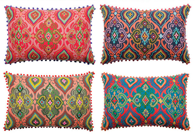 Embroidered Oriental design cushion cover 40x60cm