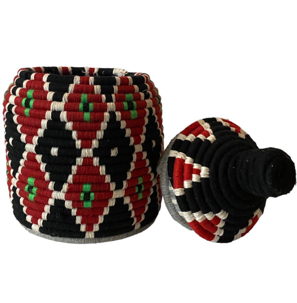 Moroccan colored Berber basket red-black