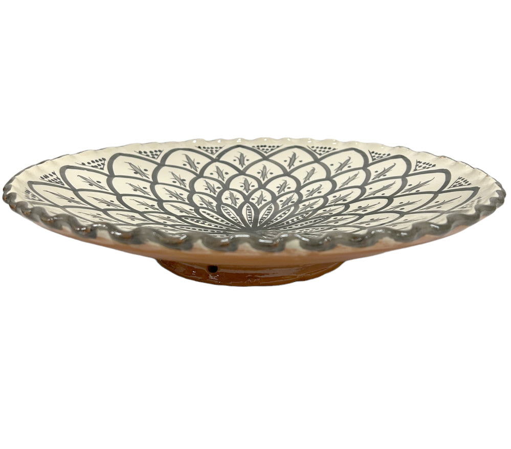 Plat marocain cannelé gris Ø35
