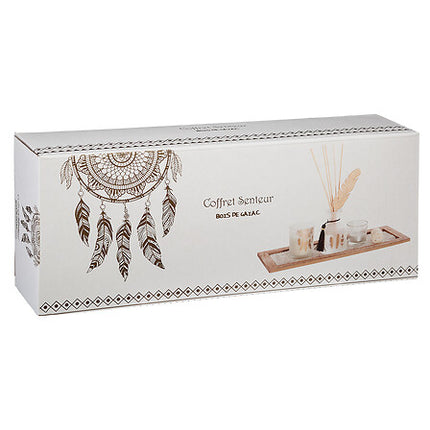 Geursensatie op een leuk plateautje - Parfum diffuser en Geurkaars pakket