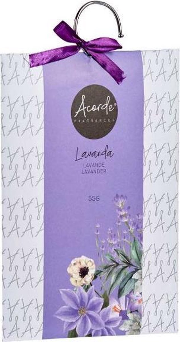 Sachet Parfumé Lavande 17 X 23 Cm Papier Lilas/blanc