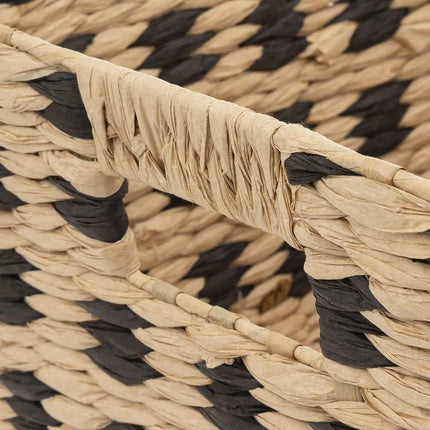 Geflochtener Korb aus Rattan – quadratisch – beige/schwarz 31x31x31 cm
