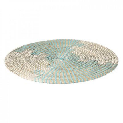 Geweven raffia onderzetter turkoois