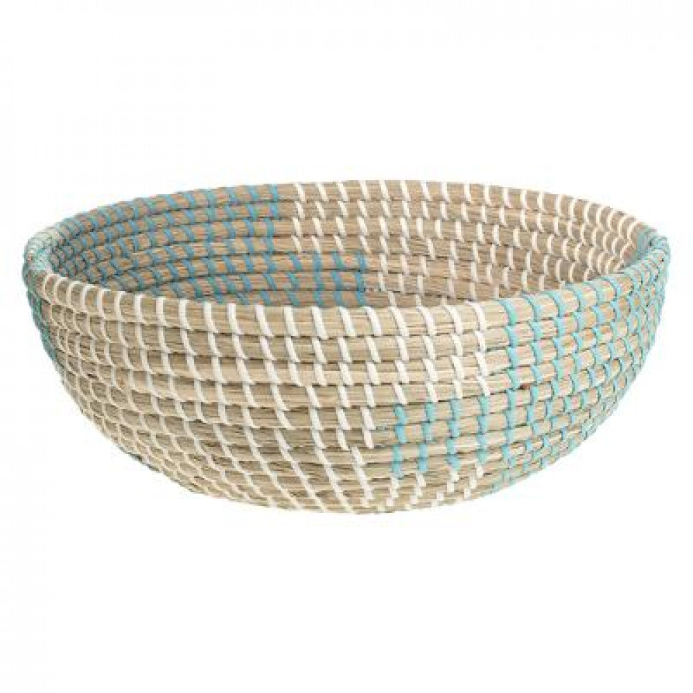 Woven bowl basket blue/white