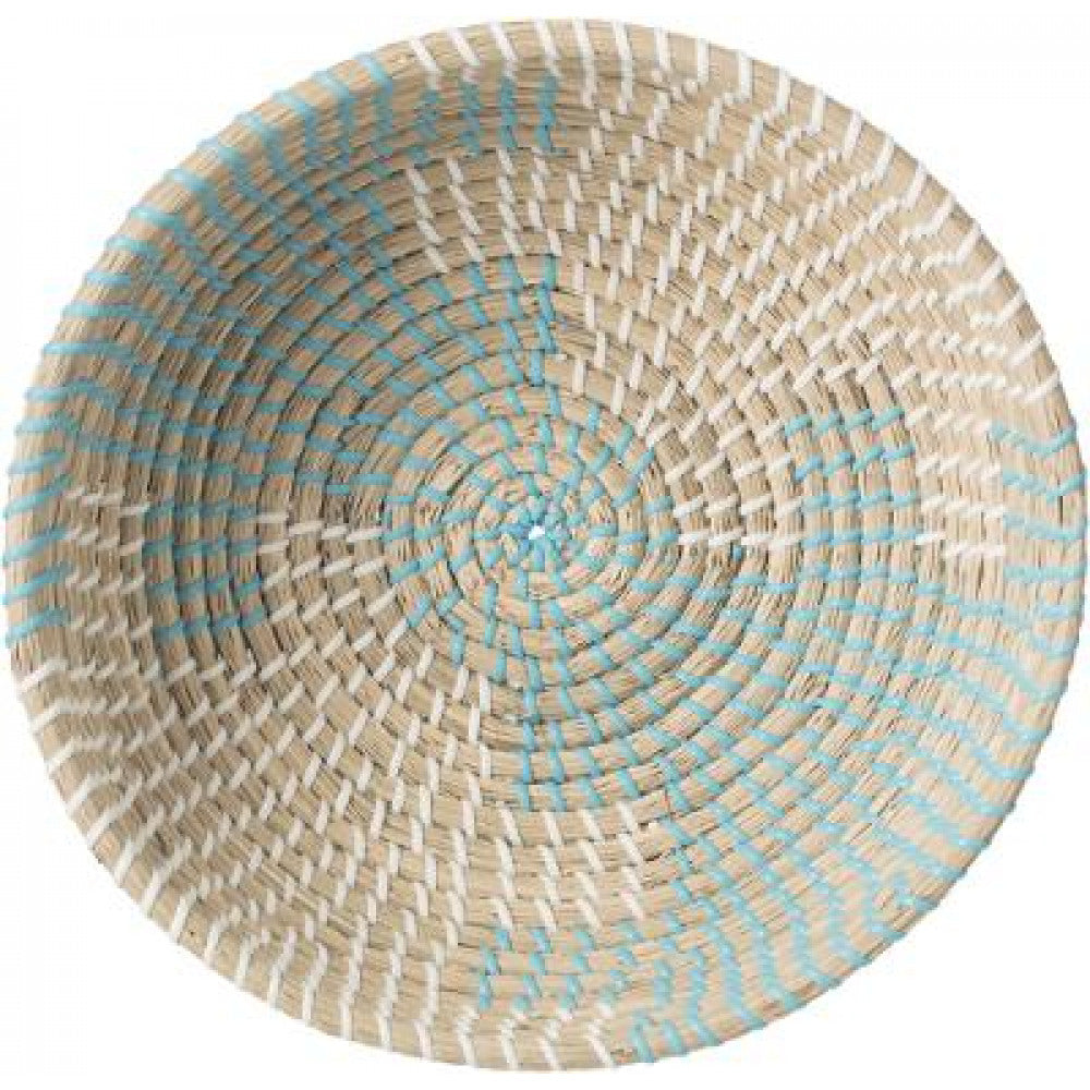 Woven bowl basket blue/white