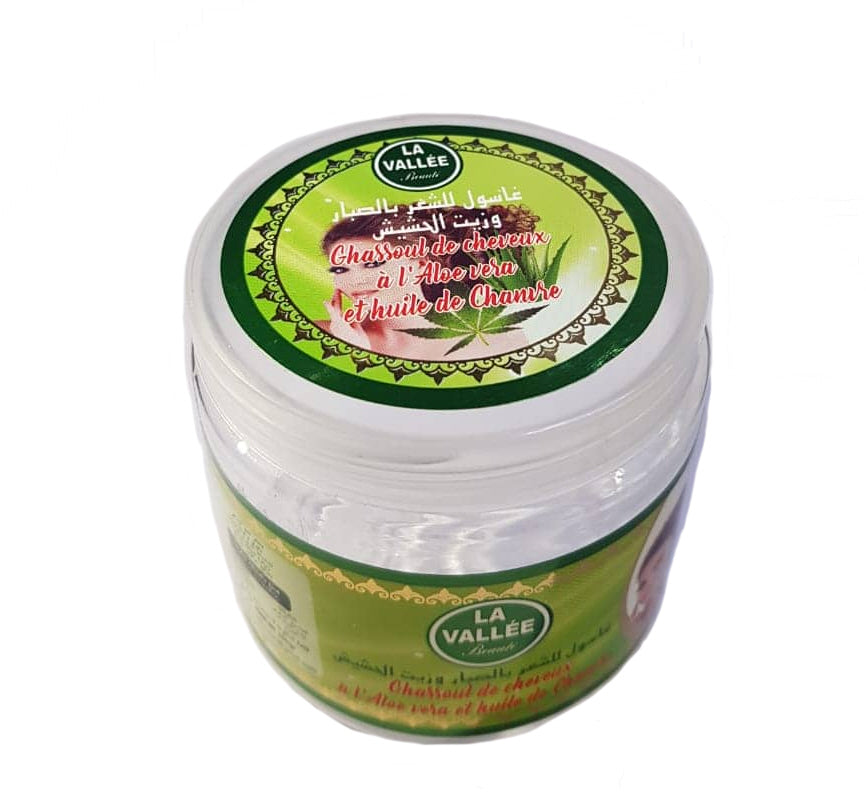 Ghassoul Aloès vera et huile de chanvre pour les cheveux
