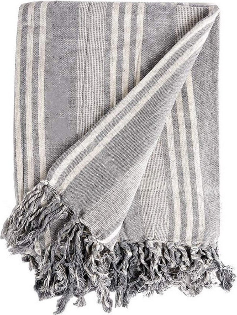 plaid - blanc / gris - 225 x 250 cm