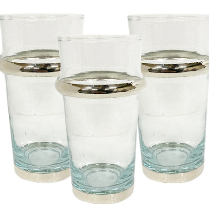 Marokkanisches Beldi-Glas-Set in Silber, 3-teilig
