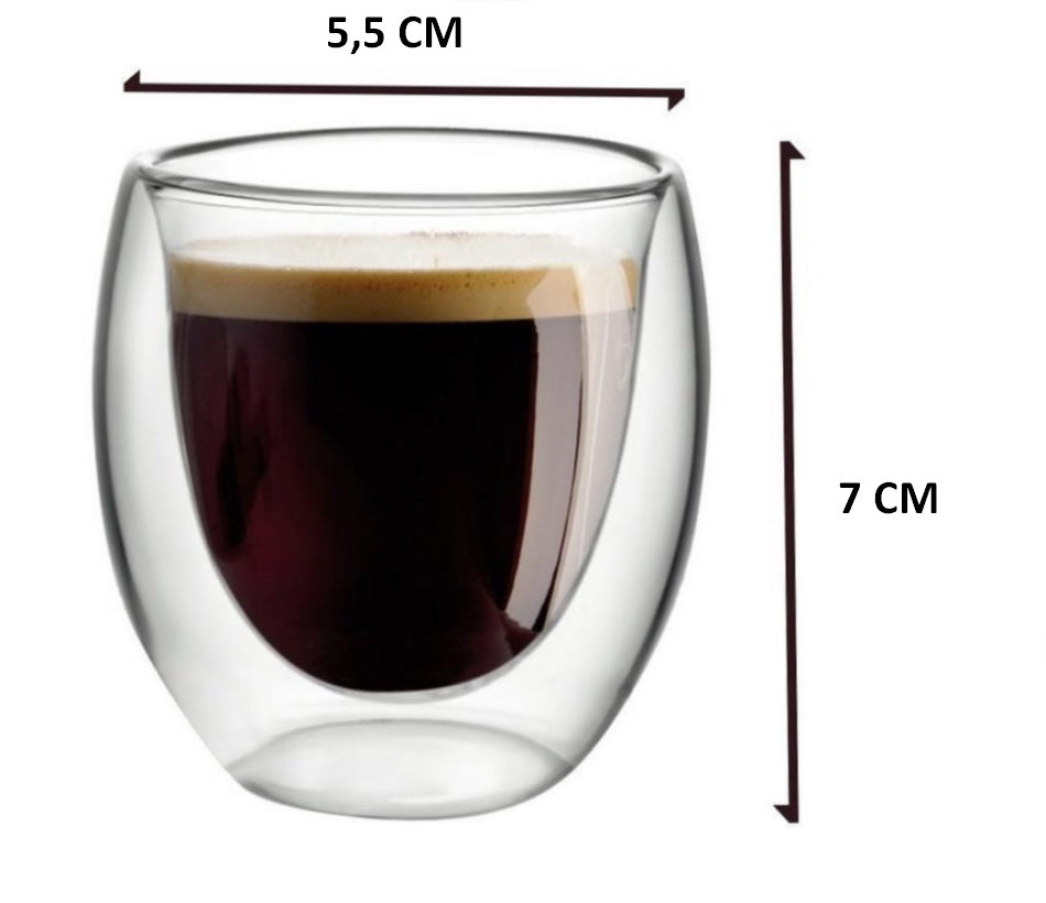 Double-Walled Espresso Cups – 80 ML – Set of 4