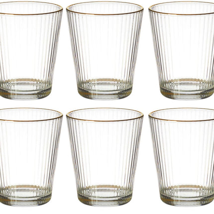 Geriffeltes Trinkglas mit goldenem Rand - Ripple Glas – 30 cl – 6er-Set