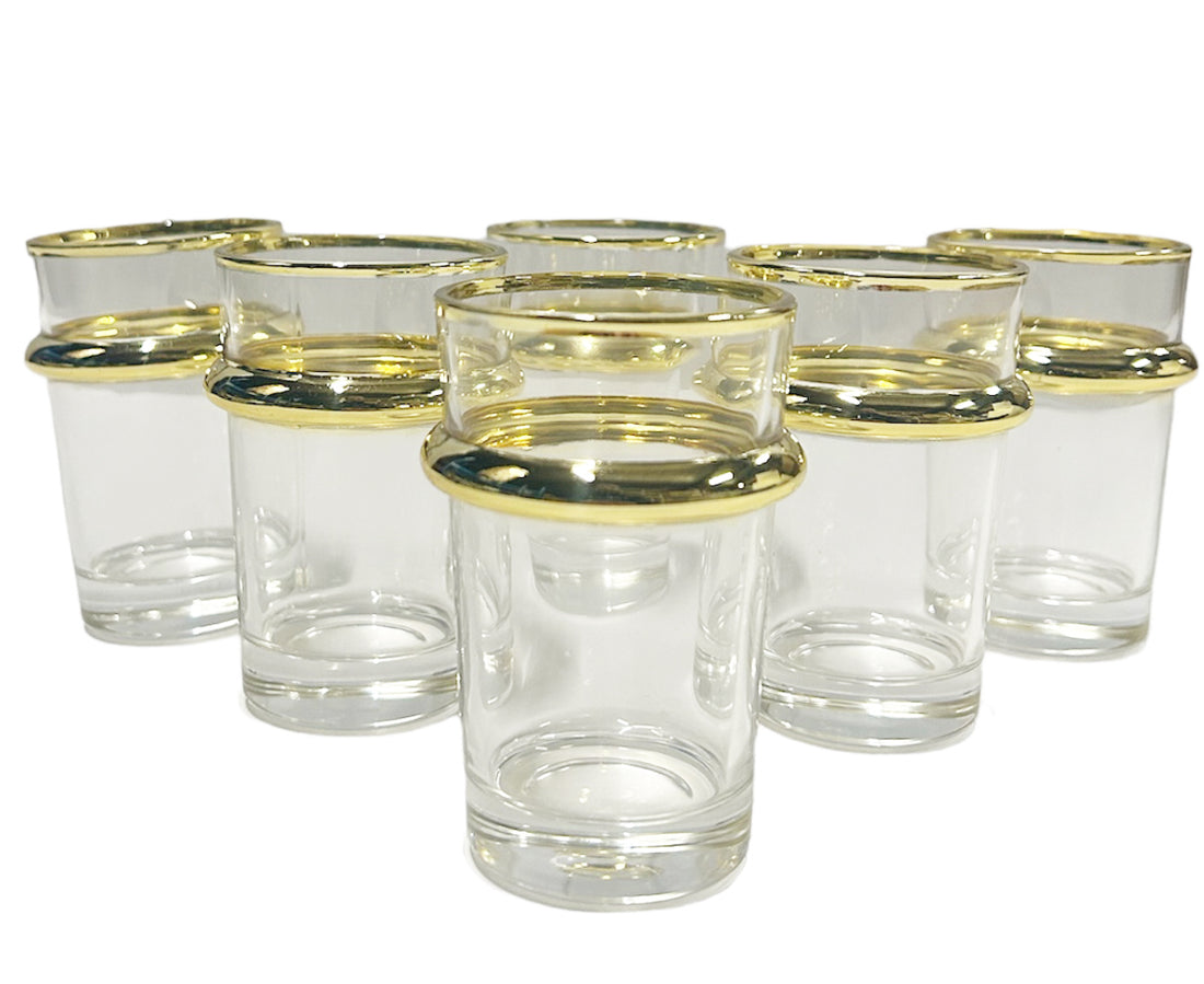 Marokkaanse beldi glazen met goud- of zilverkleurige rand – set van 6 – foto 3