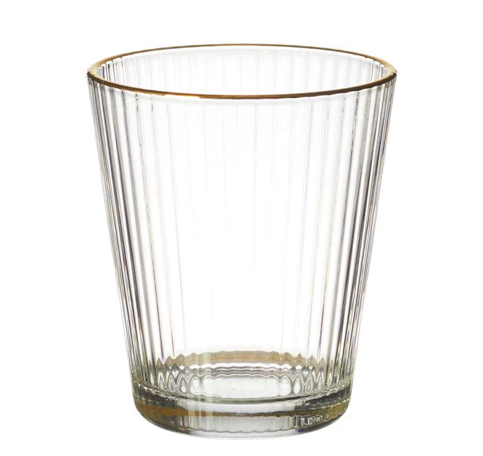 Verres à Boire Cannelés à Bords Dorés - Verre Ripple - 30 cl - Lot de 6