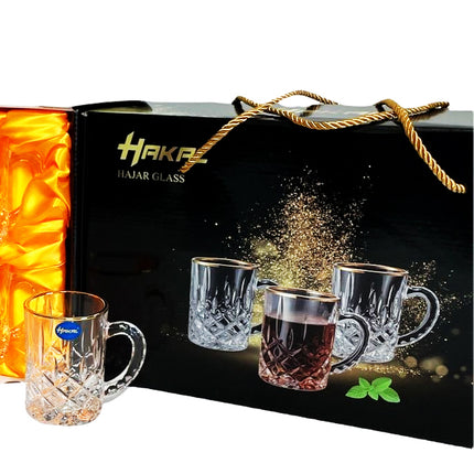Glazen gouden rand met oortje - set van 6
