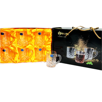 Glazen gouden rand met oortje - set van 6