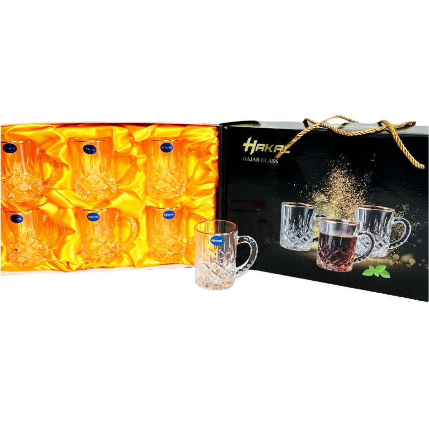 Glazen met gouden rand en oortje – set van 6 theeglazen met oor – foto 3