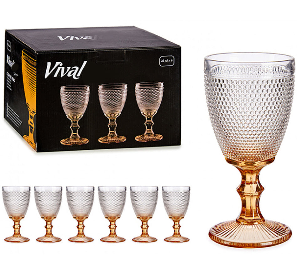 Verres à pied – Set de 6 – Or – 33 cl