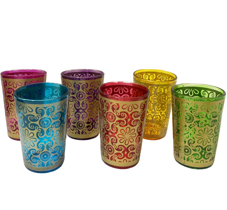Verres à thé orientaux décorés ensemble de verres colorés 6