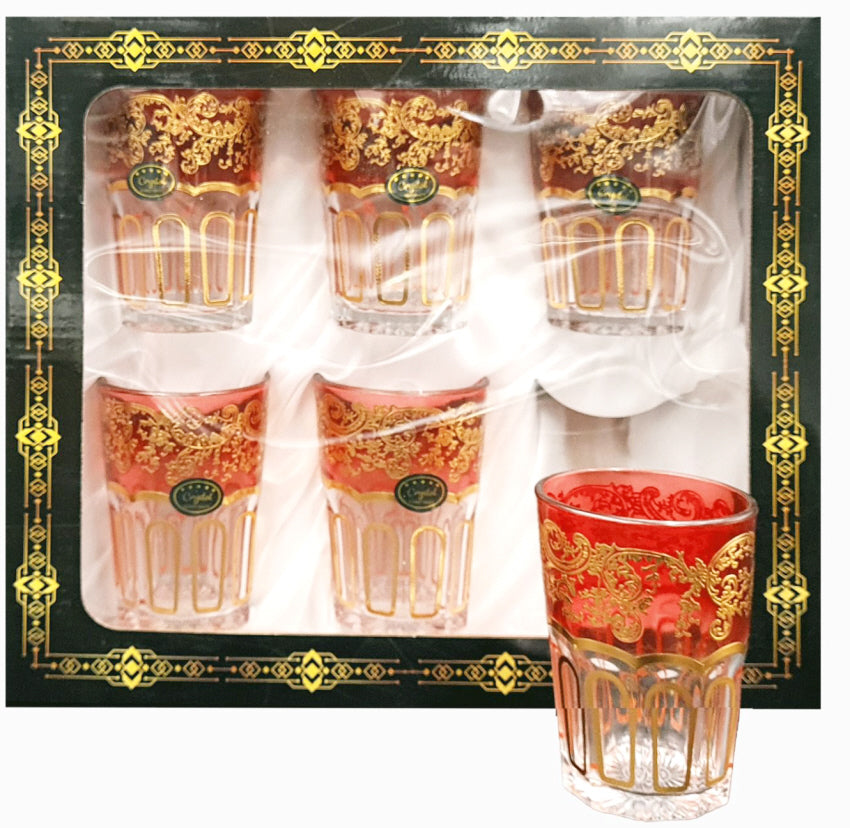 Verres à thé à motif doré