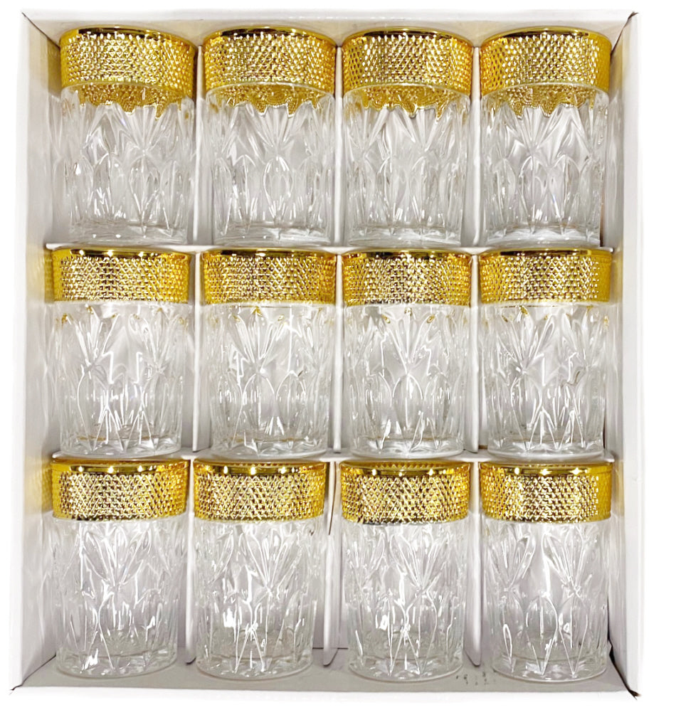Glass set with gold rim
