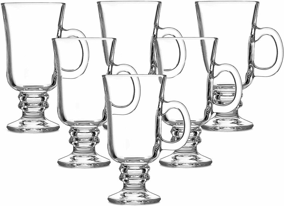 Irish coffee glazen met voet en handvat – macchiato glazen, set van 6, 240 ml – foto 2