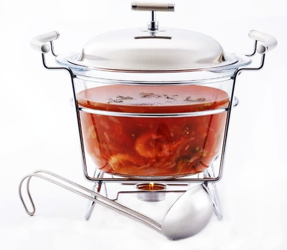 Glazen soeppot met waxinelichthouder en soeplepel – soepterrine 4 liter – foto 2