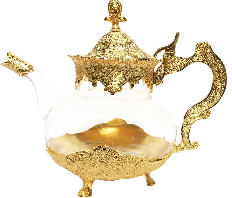 Glass teapot gold