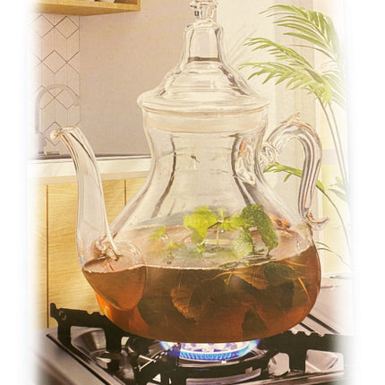Marokkaanse glazen theepot met warmer