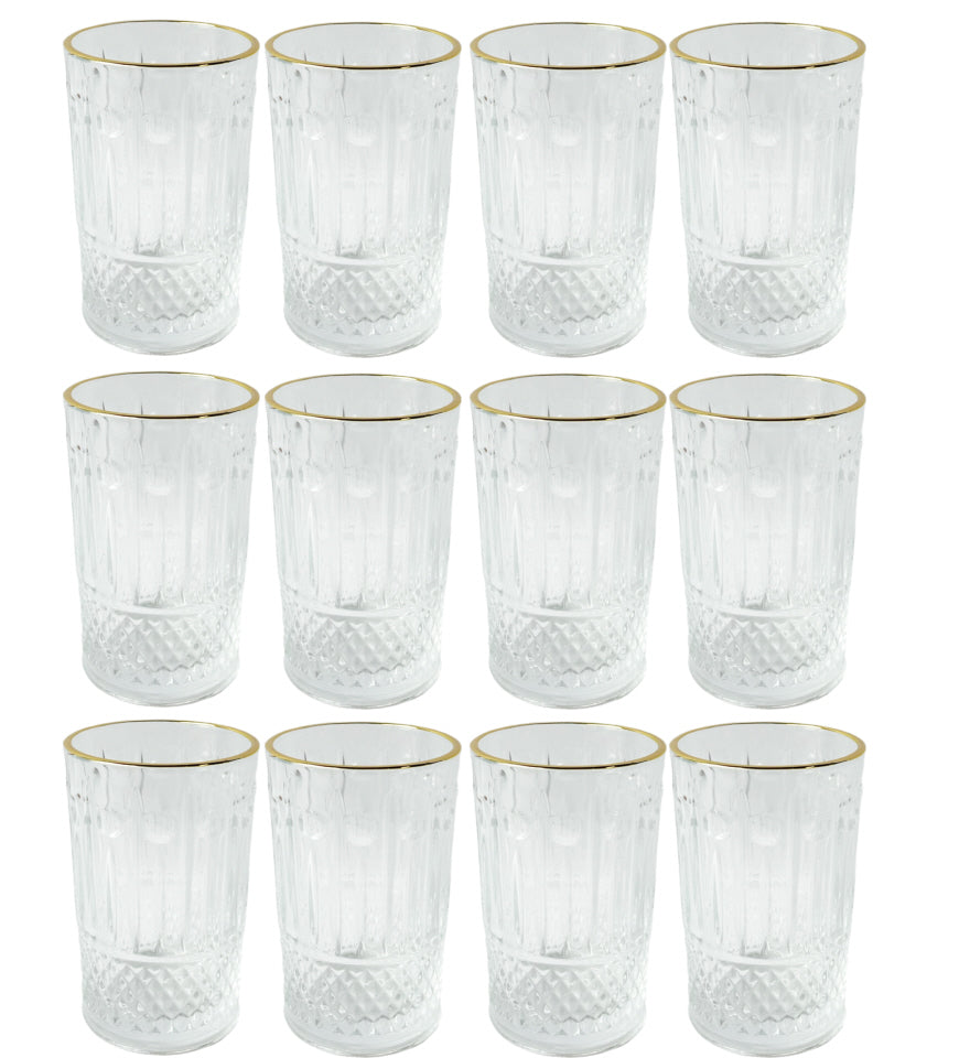 Glasses with gold rim - set of 12 pieces - 180 ml