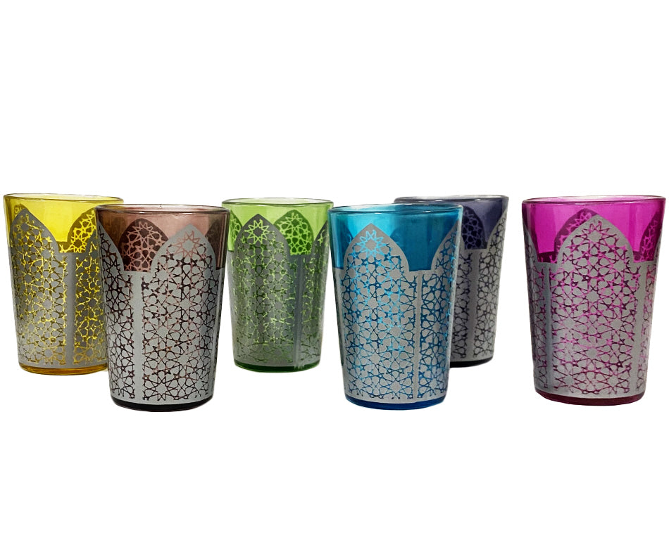Verres à thé marocains argentés 6 p.