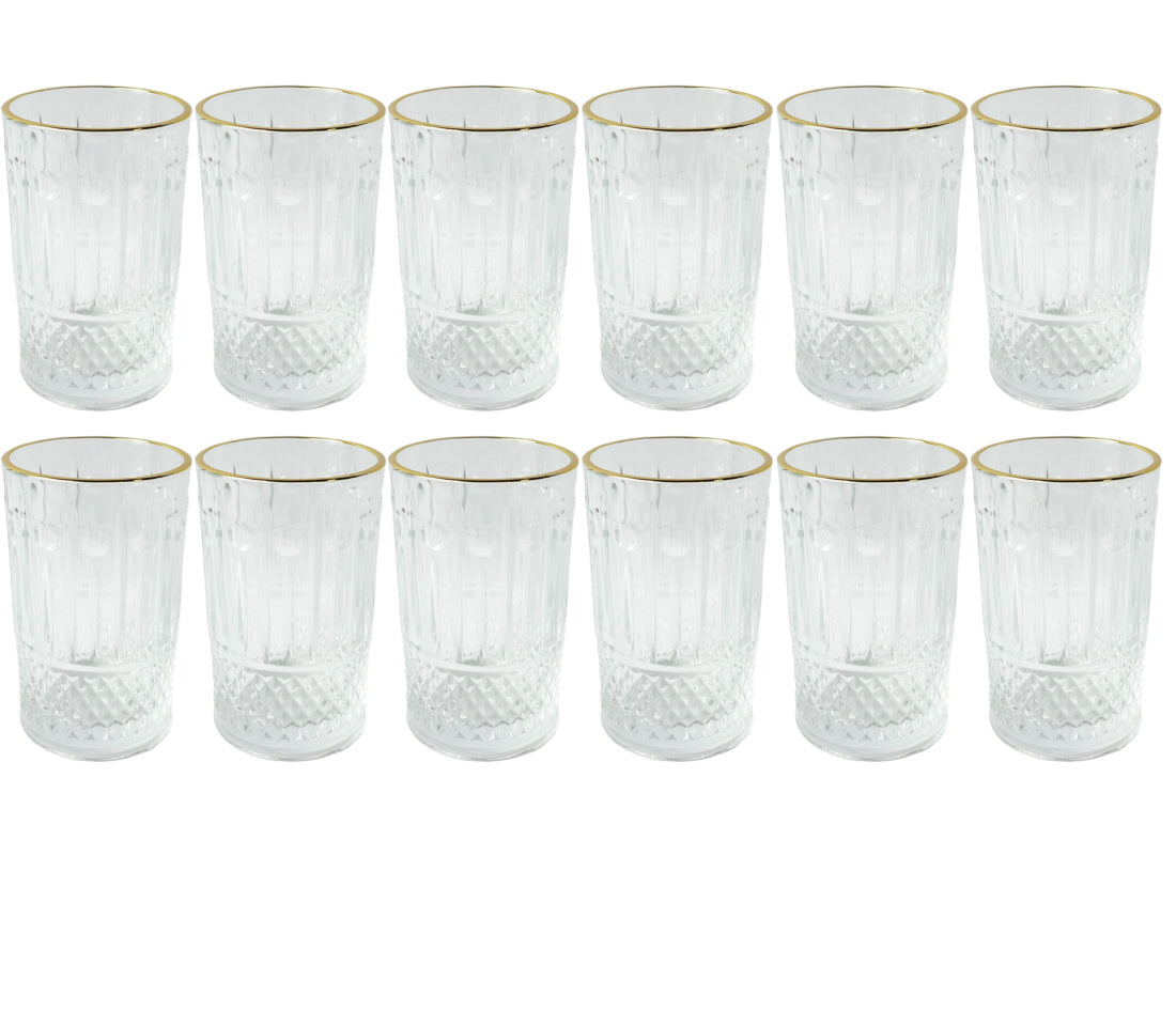 Glasses with gold rim - set of 12 pieces - 180 ml